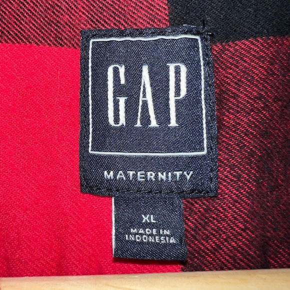 Maternity Half Button Down Plaid Shirt - Picture 3 of 3